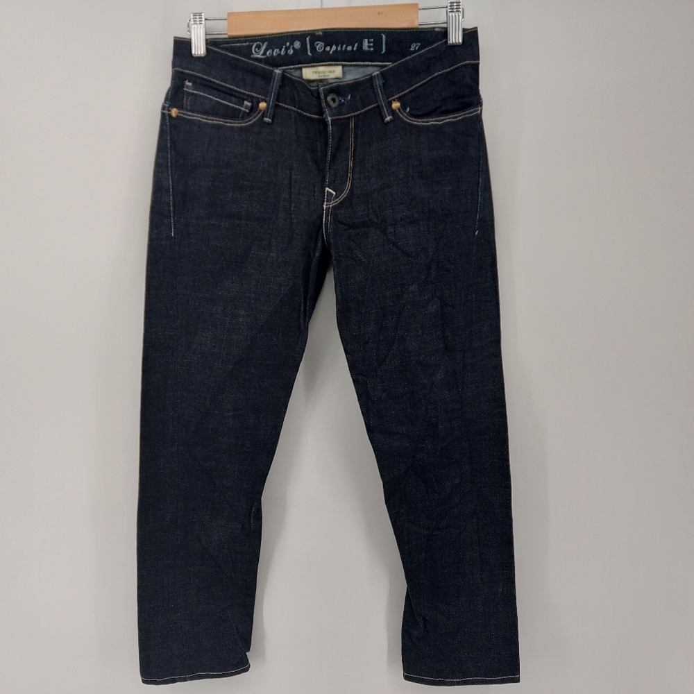 Levis Capital E Twisted Crop Skinny Low Dark Wash Size 27